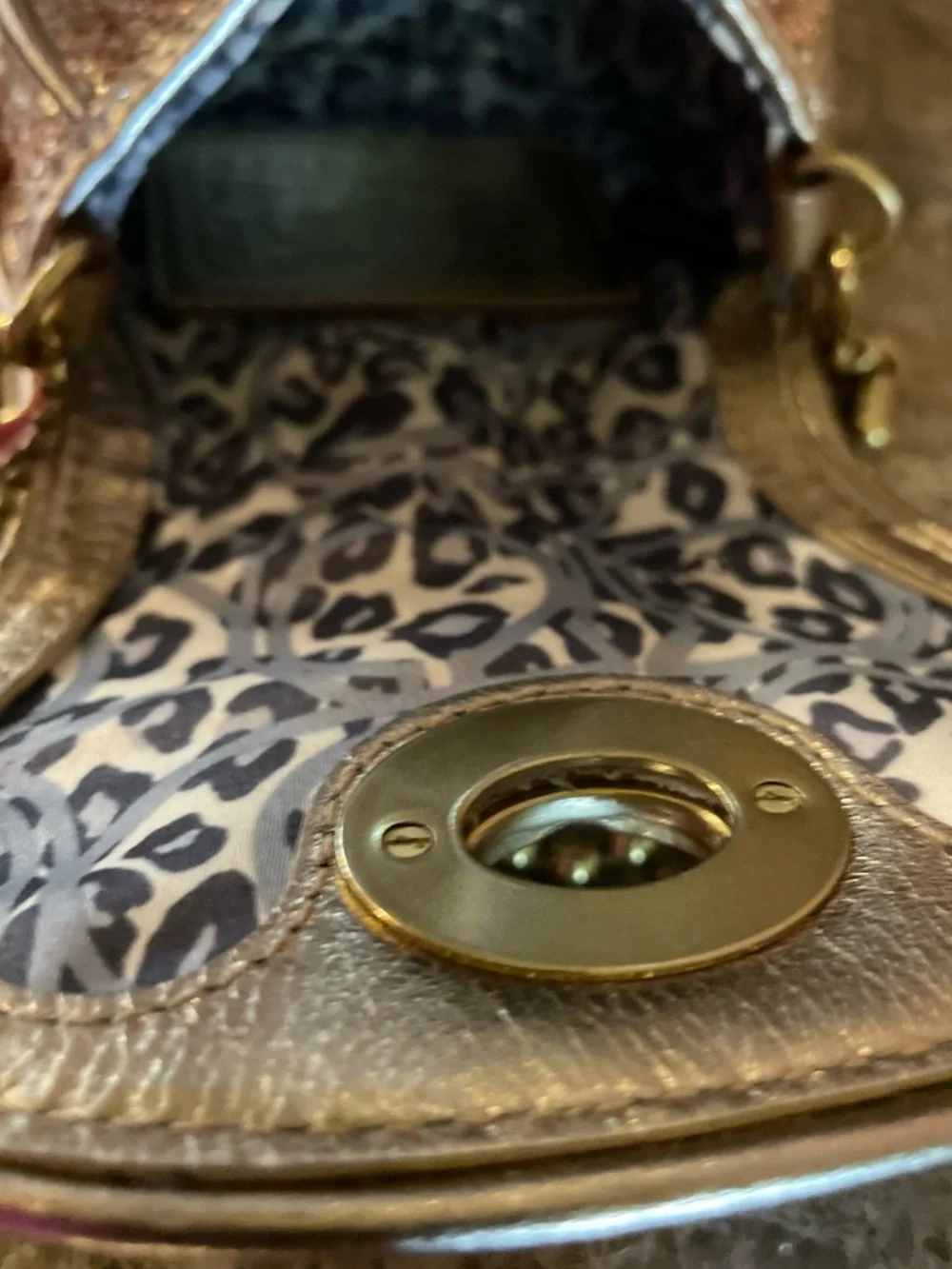 COACH Sparkle Leather Crossbody Gold Glitter Mini Bag Style No 43292 - Picture 12 of 17